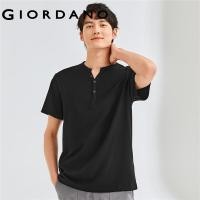 ราคา GIORDANO ผู้ชาย เสื้อยืดแขนสั้นคอเฮนเลย์ผ้าฝ้ายถักสีทึบ Free Shipping 01023418 (17565502842)
