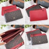 ราคา กระเป๋าสตางค์และกระเป๋าคล้องมือ COACH Double Zip Wallet In Signature Canvas C5576 กระเป๋าคล้องมือ2ซิป SizeL (15880844207)