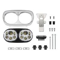 ราคา ไฟหน้ารถมอเตอร์ไซค์แบบโปรเจ็คเตอร์ LED คู่สไตล์สีเงินลาย Angel Eye สำหรับ Harley Davidson ฮาร์เลย์รุ่น Road Glide 04 13 FLTR (20583687421)