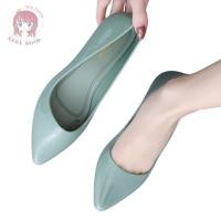 ราคา รองเท้าคัทชูยางนิ่ม ส้นเตารีด PVC สีพื้น ใส่ทำงาน ใส่เที่ยวพื้นนิ่ม ใส่สบาย T214 (19843342141)