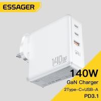 ราคา Essager 140W USB Gan Type C Charger Laptop 100W PD ชาร์จเร็วสำหรับ MacBook Air M1 M2 Pro iPhone Samsung 65W โทรศัพท์แท็บเล็ต Chagers (19428526668)