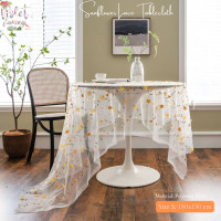 ราคา Violet Flamingo ผ้าปูโต๊ะสีขาวโปร่งลายดอกไม้สีสดใส วัสดุเป็นตาข่ายปักลายดอกไม้ Polyester Fiber ขนาด 150x150 cm (20479192612)