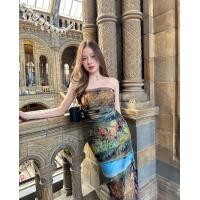 ราคา เดรสยาวเกาะอกรัดรูป เดรสลายน้ำตกไหล เดรสรัดรูป (19153782954)