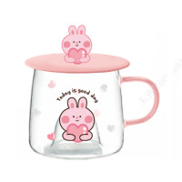 ราคา Miniso แก้ว แก้วน้ำใสพร้อมฝาปิด Cartoon Series High Borosilicate Glass Cup with Lid 300mL (19211861644)