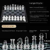ราคา Craft Crystal Glass Luxury Chess Set Acrylic Chess Board Anti broken Elegant Glass Chess Pieces Board Game Family Chess Game Set (19713976614)