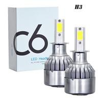 ราคา 1คู่ ไฟหน้ารถยนต์ C6 LED แสงสีขาว H1 H3 H4 H7 H11 9005 9006 36W 6000K (7613803694)