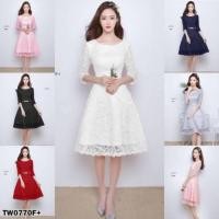 ราคา 0770 เดรสสั้น แขนยาว ผ้าลูกไม้ ทรงคุณหนู ชุดทำบุญ ชุดไปงานบวช เสื้อผ้าแฟชั่น (16980331542)