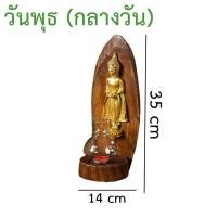 ราคา เชิงเทียนไม้ ตะเกียงไม้ พระประจำวันเกิด พร้อมแก้วครอบ เทียน (12417057665)