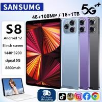 ราคา แท็บเล็ตพีซี SANSUMG Galaxy Tab S8 เครื่องใหม่ เล็ตพีซี หน้าจอ Full HD 8 0นิ้ว RAM16GB ROM512GB แท็บเล็ตราคาถูก WiFi 4G 5G Tablet Android12 รองรับ2ซิมการ์ด ทำงานได้เร็ว ชาร์จไว ประสิทธิภาพดี แท็บเล็ต 