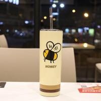 ราคา แก้วน้ำทรงกระบอก ฝาปิดแบบสไลด์ แก้วน้ำลายการ์ตูน แก้วทรงสูง กระบอกน้ำ แก้วน้ำสแตนเลส สูญญากาศ เก็บความร้อน เย็น พร้อมหลอด (5032128056)