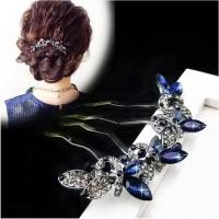 ราคา หวีสับผม สไตล์เกาหลี 4 ขา ลายดอกไม้สีน้ำเงิน หวีสับ กิ๊บติดผม เครื่องประดับผม (20572430843)