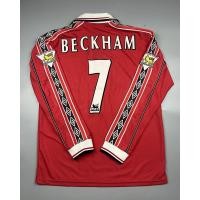 ราคา เสื้อบอล ย้อนยุค แขนยาว แมนยู 1998 เหย้า คอซิป Retro Long Sleeve Manchester United Home พร้อมเบอร์ชื่อ 7 BECKHAM อาร์มพรีเมียร์ลีค เรโทร คลาสสิค 1998 99 (20472995156)