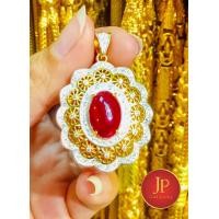 ราคา จี้ ล้อมเพชรสวิช 3AA สวยเสมือนเพชรแท้ มี2สีืสีหยก สีทับทิม ขนาด 28 มิม งานทองหุ้ม ทองชุบ สวยเสมือนจริง JPgoldjewelry (19724469672)