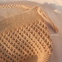 ราคา pmncrochet กระเป๋าถักทรงถังหรือทรงตัว U กระเป๋าถักลายใยแมงมุม สายเปียพู่ระย้า กระเป๋าถักสะพายข้าง (19897609410)