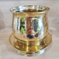 ราคา กระถางธูปทองเหลืองทรงบัว กว้าง 4 นิ้วครึ่ง จานรอง (9117516363)