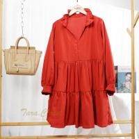 ราคา ส่งเร็วพิเศษ PE058 TARA Dress ชุดเดรสแขนยาว สไตล์คุณแอน คอเต่าแต่งระบาย ชุดแต่งระบายเป็นชั้นๆ เนื้อผ้าไหมอิตาลี ผ้าเบาพริ้ว สวย (7419464388)