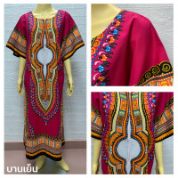 ราคา 003 ชุดเดรสขนาดใหญ่ลายจังโก้ มีซิปอก เนื้อผ้า Cotton 100 อก 56 นิ้ว (10031899558)