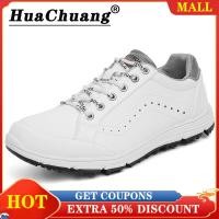ราคา รองเท้ากอล์ฟ HUACHUANG สำหรับยางสำหรับผู้ชายแนวสปอร์ตแบบลำลองมีเชือกผูกรองเท้าผ้าใบกอล์ฟรองเท้าระบายอากาศผู้ชายไม่กันไถลและเสียหายรองเท้าผ้าใบออกกำลังกายไม่มีรองเท้ากอล์ฟหนามแหลม (18261968463)
