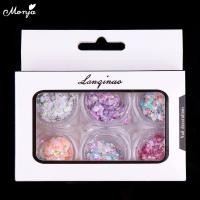 ราคา Monja 6สี Chameleon Nail Art Holographic Sequins Glitter Flakes UV Gel Polish Heart Star Self Adhesive Sparkles DIY Decors (16695066729)