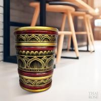 ราคา ถังขยะ ถังขยะไม้ ถังขยะสีดำแดง เขียนทอง ถังขยะสไตล์ไทยๆ สวยย้อนยุค (21037042428)