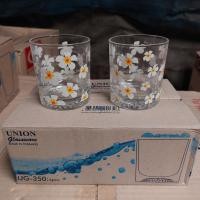 ราคา 1กล่องมี6ใบ แก้ว แก้วใสพิมพ์ลายส้ม แก้วน้ำ แก้วทรงกระบอกเตี้ย แก้วUnion UG 350 (12458687877)