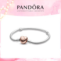 ราคา ช้อปปิ้งปลอดภาษี Pandora Silver Heart Clasp เครื่องประดับสร้อยข้อมือโซ่งู สร้อยข้อมือ Rose Gold สร้อยข้อมือหัวใจ Heart Charm เครื่องประดับของขวัญ ต้นฉบับแท้ (21166374147)