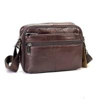 ราคา Chinatown Leather กระเป๋าสะพาย ผู้ชาย หนังแท้ ซิปคู่ แนวนอน ใบกระทัดรัด สีน้ำตาล (15631922420)