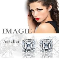 ราคา IMAGIE ต่างหูเพชร Cz C A Princess cut Asscher cut เหลี่ยม 3 10mm (751716606)