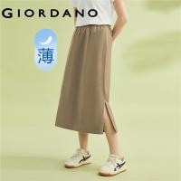 ราคา GIORDANO Women Skirts Elastic Waist Lightweight Long Skirts Solid Color Simple Comfort Fashion Stretch Casual Skirts 05463320 (20222049901)