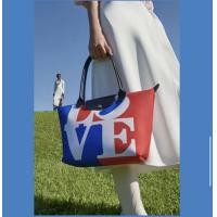 ราคา 100 Genuine longchamp Le Pliage x Robert Indiana Shopping bag M size Canvas Womens shoulder bag handbag L2605BBA007 White color (21073797004)