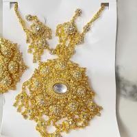 ราคา vintage jewelry เครื่องประดับไทย เครื่องประดับชุดไทย พลอยเทียมสร้อยคอ สร้อยคอจี้ ชุดสูทสีทอง ต่างหู หัวเข็มขัด สีแดง (20966304185)