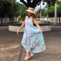 ราคา ชุดเดรส สุดเซ็กซี่ เดรส ยาว ผ้ามัดย้อม เชือกผูกคอมัดได้ 3 แบบ เดรสมัดย้อม สีพาสเทล (4178338320)