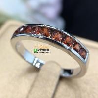 ราคา แหวนแถว แหวนโกเมน แหวนเงินแท้ ชุบทองคำขาว พลอยโกเมนแท้ YTG 8500 (17458703220)