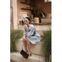 ราคา พร้อมส่ง ชุดเข้าเซตเดรสดอกมินิ กั๊กยีนส์ งานป้าย vshop (20978308613)