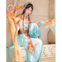 ราคา ชุดแนวตุนหวงเฟยเทียน เกาะอกสีขาว ครบชุด เสื้อ กางเกง เข็มขัดคาดเอว ผ้าคลุมหัว ผ้าคล้องแขน ไม่มีเครื่องประดับ Pre order (20581801851)