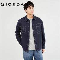 ราคา GIORDANO Men Jackets Asymmetric Pockets 100 Cotton Shackets Bright Line Long Sleeve Relaxed Fashion Casual Jackets 01073071 (20425847732)