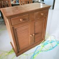 ราคา CPG ตู้รองเท้าไม้สัก 43x80 สูง 90CM ชั้นวางรองเท้า ตู้เก็บของ ตู้เก็บของในครัว ตู้วางทีวี ตู้เอนกประสงค์ สีสักทองน้ำตาลส้ม K 20 (8424141468)