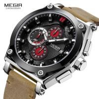 ราคา ใหม่Megirควอตซ์นาฬิกาสำหรับผู้ชายTopยี่ห้อคุณภาพสูงหนังChronographนาฬิกากีฬาผู้ชายนาฬิกา ของขวัญผู้ชาย (9702923577)