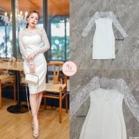 ราคา งานป้าย BT Studio เดรสแขนยาวดีไซส์ช่วงคอปิดแต่งด้วยลูกไม้ยาวจนถึงปลายแขน เว้าหลังแต่งลูกไม้ด้านหลังช่วงอกเสริมฟองน้ำซิปหลังสวย ดูแพงจ้า (19949282149)