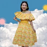 ราคา ชุดเดรสทองกวาว ชุดวนิดา รุ่นดอกชบา เปิดไหล่ Freesize พร้อมเข็มขัด (21063253040)