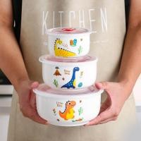 ราคา KIME พร้อมส่ง ชุดชามเซรามิค เซรามิค ชามเซรามิค พร้อมฝาปิด 3ใบ ชุด เข้าไมโครเวฟได้ ชาม ถ้วย (20541671994)