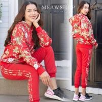 ราคา ชุดวอร์ม S XL แขนยาว ลายดอกไม้ กางเกงขายาวแถบข้าง สวมใส่สบาย ชุดออกกำลังกาย ชุดกันหนาว ชุดขึ้นเครื่อง ชุดกีฬา สวยๆ 2037 (16415996165)