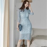 ราคา Order 3 Pcs get random clothes เดรสมิดิเอวสูงรัดรูปแขน3 4คอสูงผ้าลูกไม้สไตล์เกาหลีสำหรับผู้หญิงแฟชั่นความประทับใจ (20494185256)