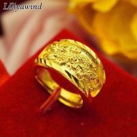 ราคา Liliyawind ประณีต18K Gold Dragon Phoenix เปิดแหวนผู้ชายและผู้หญิงเครื่องประดับงานแต่งงาน G1R (514100655)