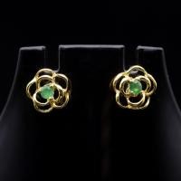 ราคา ต่างหูกุหลาบพลอยมรกต Natural Emerald ตัวเรือนเงินแท้92 5 ชุบทองคำ สินค้ามีใบรับประกัน (20698308308)