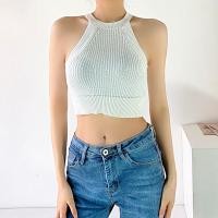 ราคา Beautifultime เสื้อกล้ามถักผู้หญิงสีทึบเสื้อคล้องคอเปิดไหล่แขนกุดเสื้อครอปสำหรับเด็กผู้หญิงสีขาว เทา ดำ (12803181068)