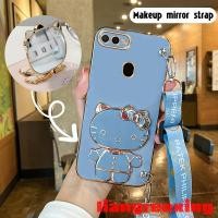 ราคา เคสโทรศัพท์ oppo a5s เคส ปลอก Oppo A5s A12 A7 F9ศัพท์กรณีซิลิโคนอ่อนนุ่มทองขอบกันกระแทกแขนป้องกันกระจกแมวยึดแขวนเชือกการออกแบบแฟชั่น xkktm (20841730199)