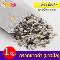 ราคา กรวดขาวดำ ขาวนิล หินกรวด Pebble Stone หินแม่น้ำ หินสี หินเกร็ดสี หินจัดสวน หินจัดสวนถาด หินรองพื้นตู้ปลา หินตกแต่งตู้ปลา ขนาด 1kg (17609953396)
