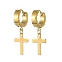 ราคา ต่างหูไม่ใช่เจาะคลิปสแตนเลสสำหรับผู้หญิงสีดำผู้ชายกางเขนสีทองหยดร็อคโกธิคพั๊งก์ (17519489789)
