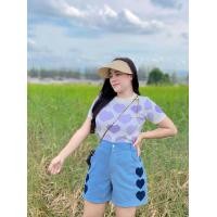 ราคา เสื้อสาวอวบเสื้อไหมพรมสาวอวบ ไหมพรมหัวใจ เสื้อแฟชั่นสาวอวบ อกยืดได้ถึง42นิ้ว (15653892065)